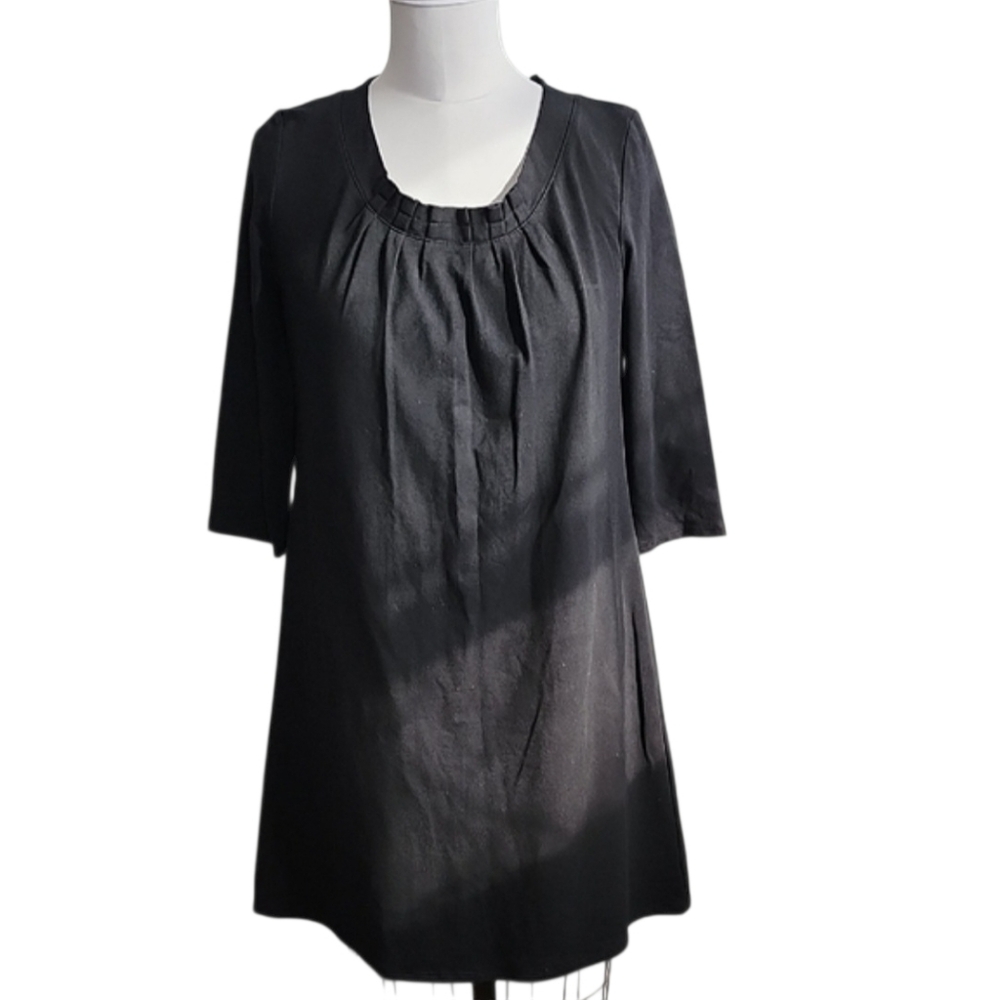 Purejill Black Pima Cotton Blend Knit Mini Dress Black XS Fits Like S